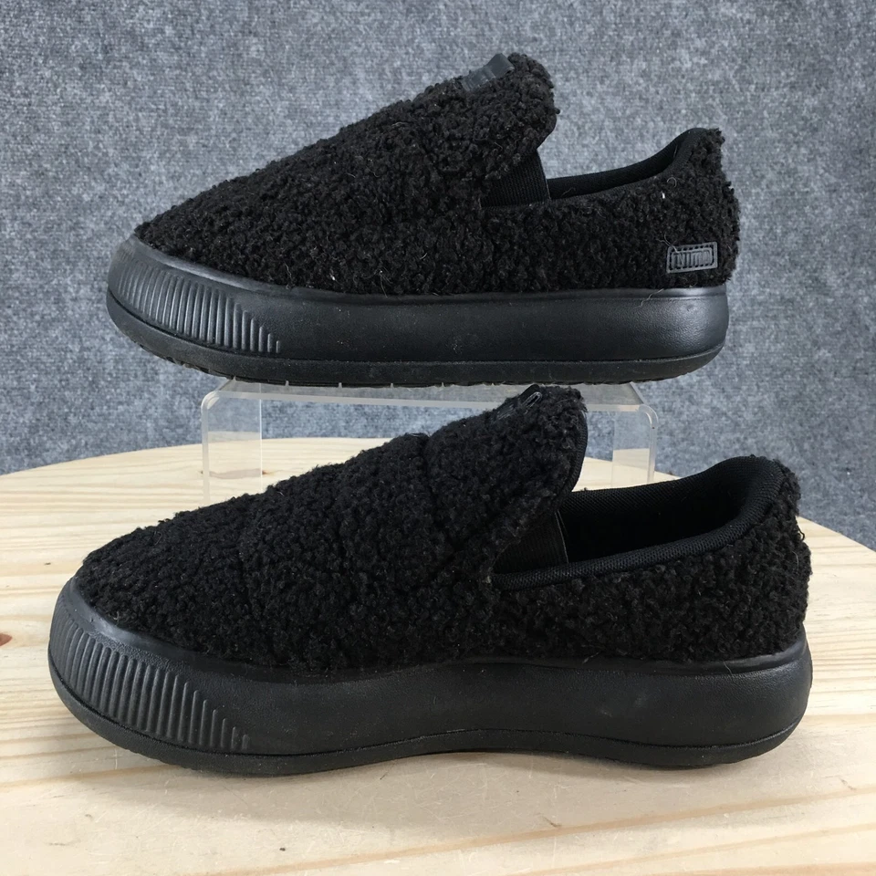 Puma Shoes Womens 8 Mayu Slip On Teddy Sneakers Black Faux Fur Comfort 384887-01 - Image 2 of 4