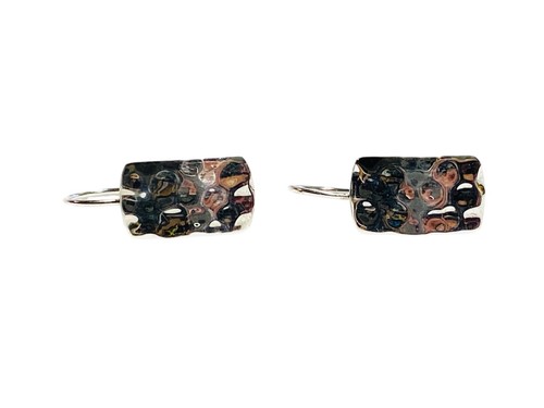 VTG Retired Silpada Sterling Silver Hammered Rectangular French Hook Earrings - Picture 20 of 24