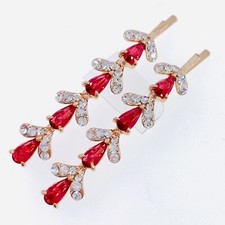 Bobby Pin Hair Clip use Swarovski Crystal Hairpin Wedding Elegant Hot Pink 4