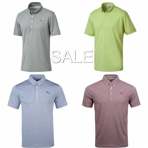 Polo uomo Puma Oxford Heathered sartoriale vestibilità golf camicia dryCELL