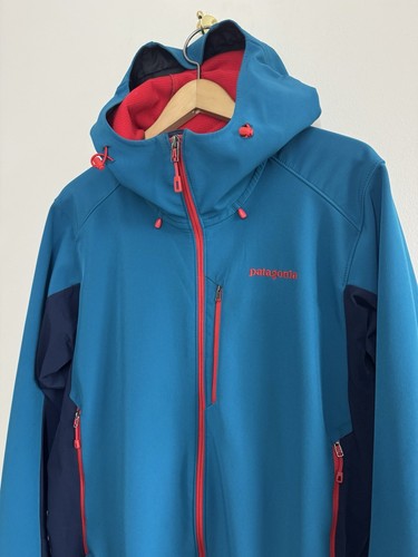 Patagonia Adze Hybrid Hooded Size L Grecian Blue Polartec Softshell Jacket Men's - Picture 2 of 10