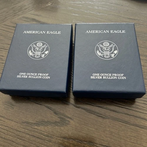(2 Coins) 2004- W 1oz US American Silver Eagle $1 Dollar Proof Bullion  Box /COA
