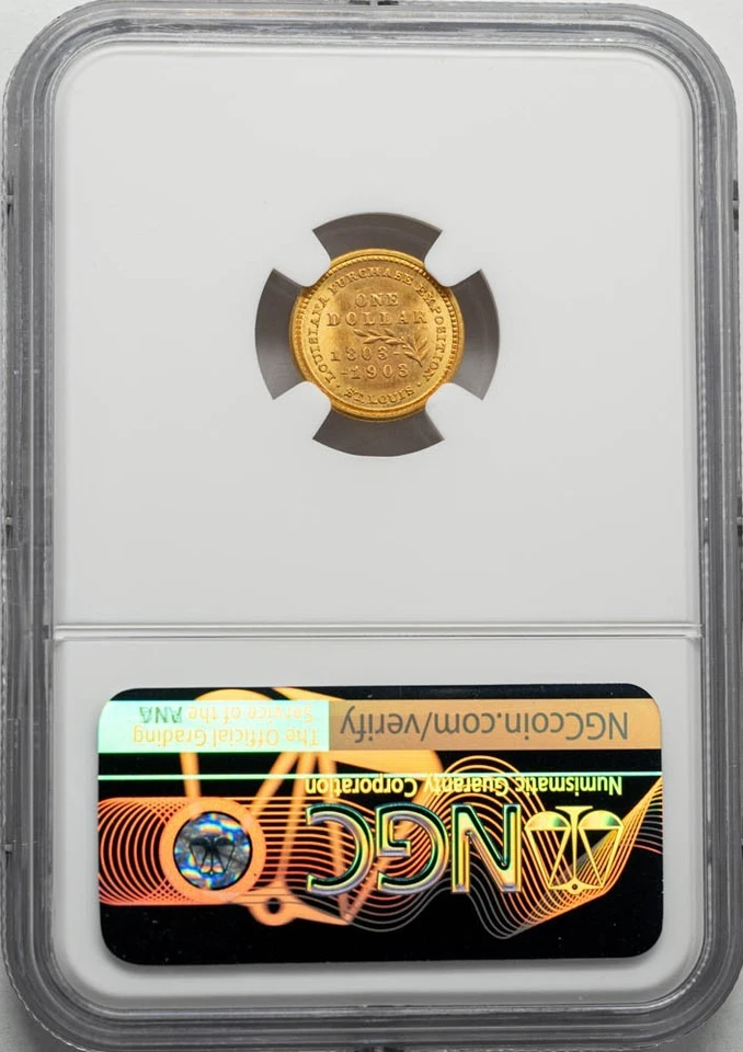 1903 $ McKinley Gold Dollar Louisiana Purchase MS65 NGC ~ CAC 950476-34 - Image 2 of 4