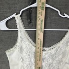 Vintage Kom Slip Womens M White Lace Nylon Full Sheer Embroidered Floral Detail