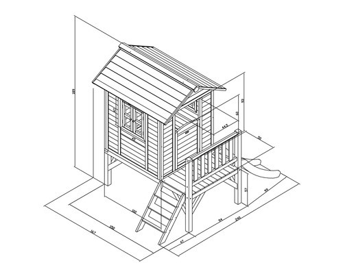 Spielhaus mit Stelzen axi Lodge 240 x 167 cm Holz rot inkl. Rutsche rot/weiß - Bild 10 von 10