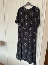 New Look Black And White Star Print S/S Dress 18 BNWT Front Split
