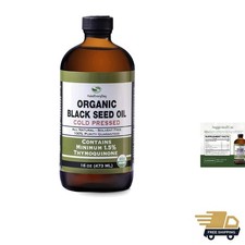 Organic Black Seed Oil - USDA Certified, Cold Pressed Glass Bottle 16oz - Ove...