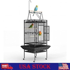 Large Parrot Cage with Wheels, Play Top  Rope Perch Spacious Flight Bird Cage