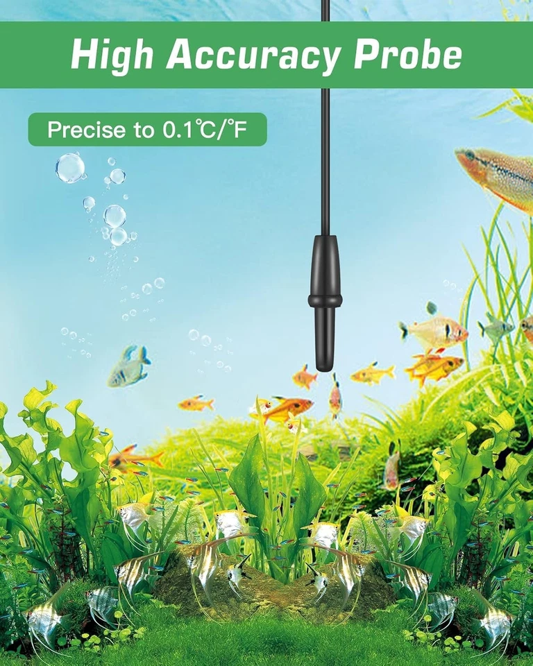 Black Aquarium Thermometer With Lcd Display And Submerge Probe Easy To Use - Image 3 of 4