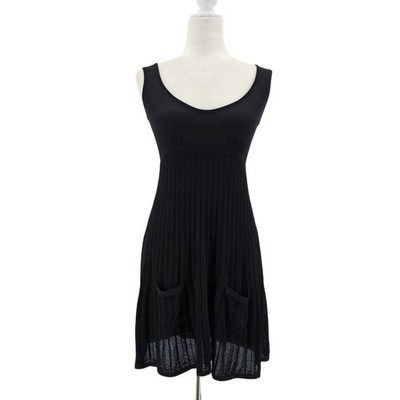 Vintage Bebe Womens Small Dress Knit Black Sleeveless Mini Party Y2K Retro 2000s