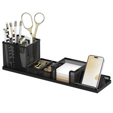 Pen Holder for Desk, 6 Piece Mesh Desk Organizer set for Office Black