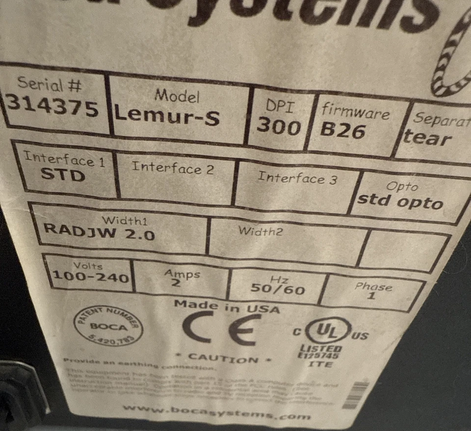 Boca Lemur-s Thermal Ticket Label Printer 300dpi USB LAN - Image 4 of 4