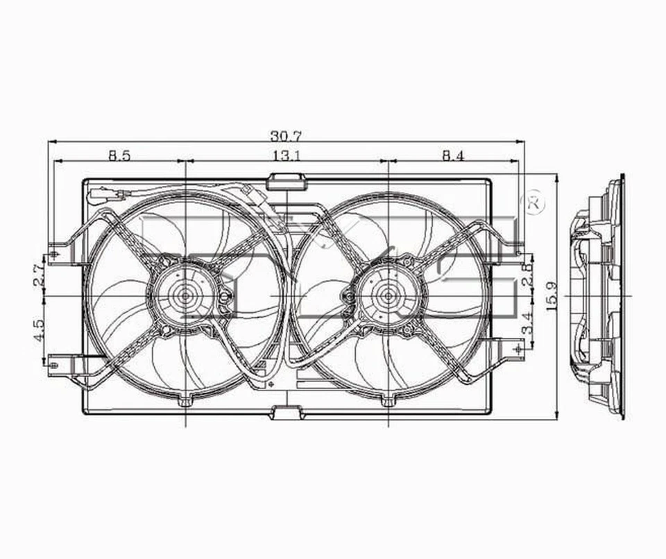 Conjunto de ventilador de radiador y condensador doble TYC 620190 Foto 3 de 4