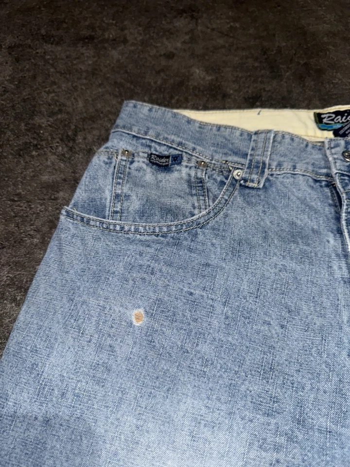 Pantalones de mezclilla de carpintero de colección Y2K holgados Raider lavado claro calce relajado 34X32 pierna ancha Foto 4 de 4