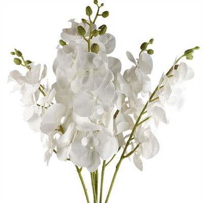 Künstliche Phalaenopsis Orchideenstiele weiß 100 cm 6er Pack verdrahtet 7 Blüten Deko