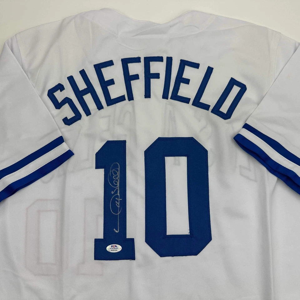 Autographed/Signed Gary Sheffield Los Angeles White Baseball Jersey PSA/DNA COA - Image 2 of 4