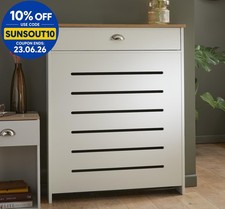 Image of Cream Radiator Cover Cabinet Traditional Modern MDF Wood Horizontal Shelf Small