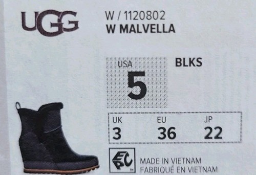 UGG Women's W Malvella Wedge Boot Black Size 5 EU 36 New In Box - Picture 7 of 9