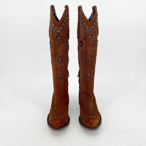 Stivali da cowgirl western nuovi senza scatola Old Gringo Savannah Dance 18" borchie dorate taglia 8 - Foto 6 di 11