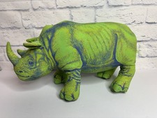 VTG Green Rino Dinosaur Plush Applause Determined Productions Pop culture 90s