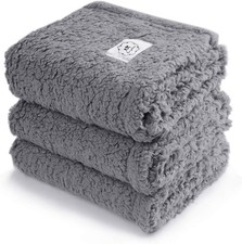 1 Pack 3 Calming Blankets Fluffy Premium Fleece Pet Medium Pack of 3 , Grey