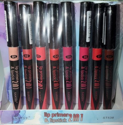 Santee Lip Primer & Lipstick 2 In 1, 8 Pencils Included