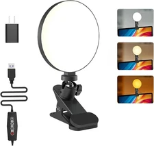 Clip-On Video Light for Desktop Monitor, 3 Colors 5 Brightness, USB, 4.7''