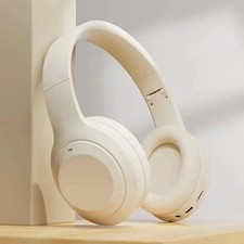 Beige Bluetooth 5.3 M5 Wireless Headset HiFi Stereo Earphones Noise Cancelling