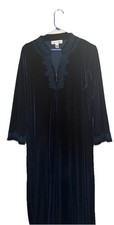 Oscar de la Renta Blue Velvet Caftan Gown - SZ Medium Hostess Gown Dressing Gown