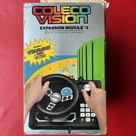 Coleco Vision Expansion Module 2: Turbo Steering Wheel Set - CIB Complete In Box