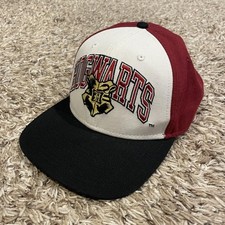 Harry Potter Hogwarts Flat Bill Hat Snap Back Maroon Black Crest Baseball