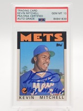 KEVIN MITCHELL 1986 TOPPS TRADED ON CARD ROOKIE AUTO #74T METS PSA 10 Q6029