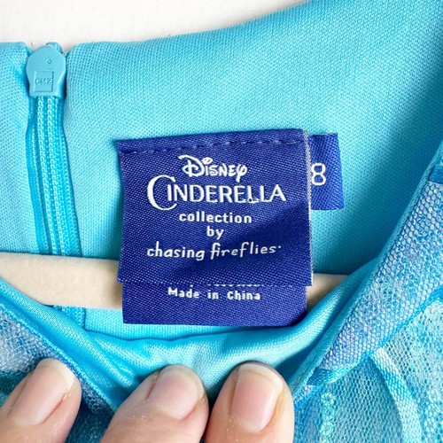 Disney Chasing Fireflies Cinderella Collection Girls Blue Sequin Princess Dress - Picture 6 of 12