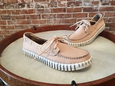 Bernie Mev TW41 Leather Lace Up Comfort Boat Shoe Beige 39 8 NEW