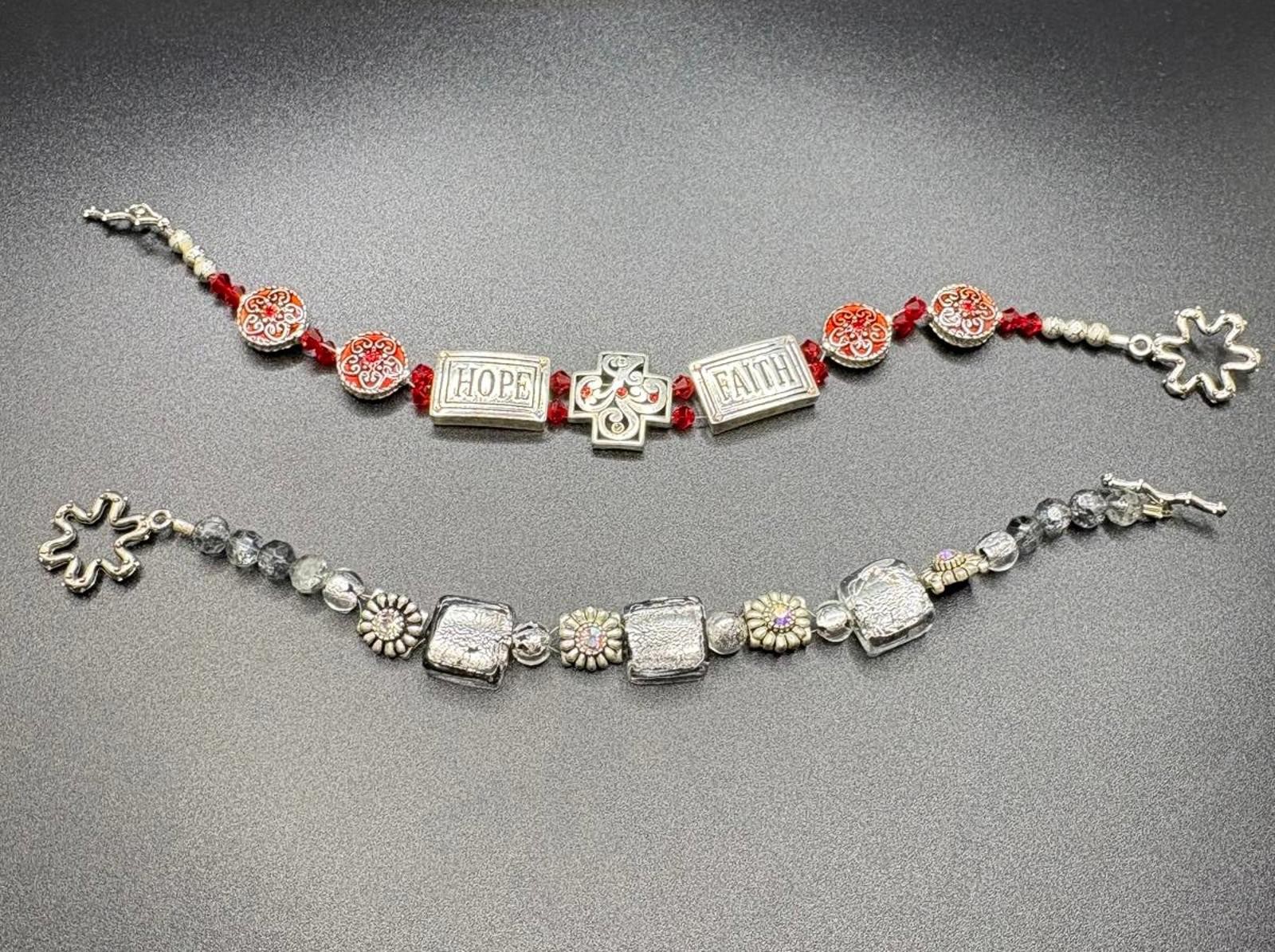 Silver Tone Charm Bracelets Set - image 1