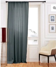 Solino Home 100 Linen Curtain 52"x108" Lava Smoke 1 Panel