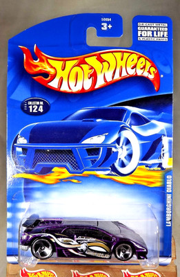 2001 Hot Wheels Collector No #124 LAMBORGHINI DIABLO Purple w/3 Sp Painted Base