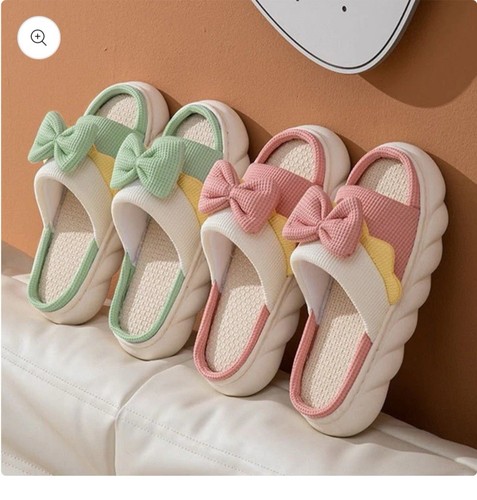 New Thick-Soled Cute Girls' Linen Slippers For Women, Four Seasons Anti-Skid - Picture 2 of 14