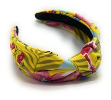 Fall Headbands Women Satin Yellow Floral Knotted Trendy Hair Accessory 1 PC