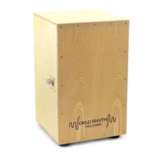 World Rhythm Natural Cajon Box Drum with Adjustable Snare