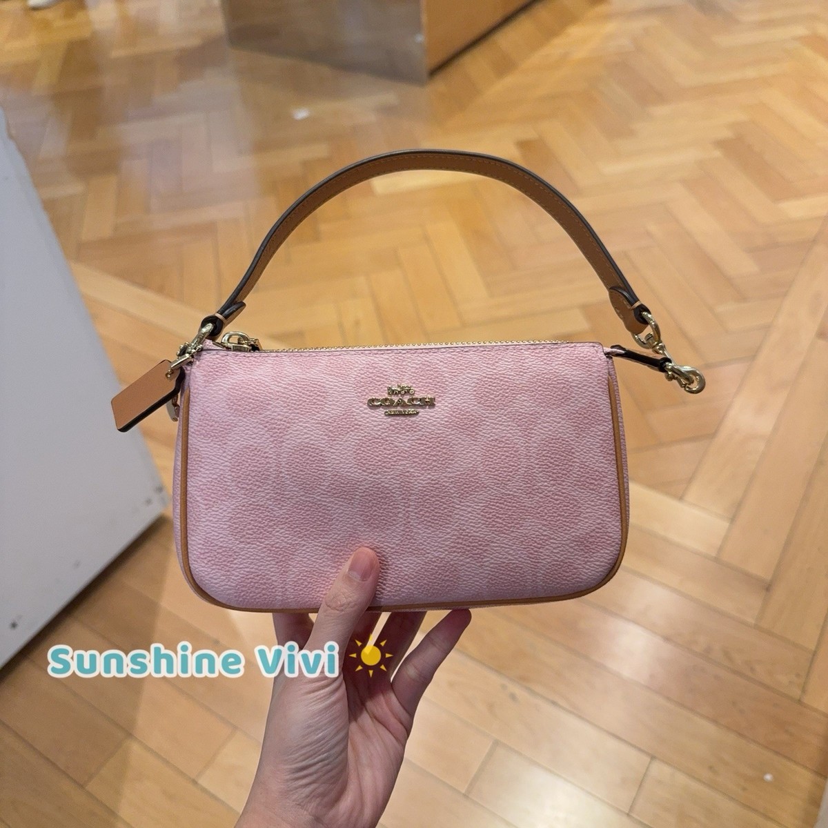 NWT Coach Nolita 19 In Signature Canvas with Charm Gold/Powder