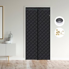 Magnetic Thermal Insulated Door Curtain Fits Door Size 37" x 81", Black