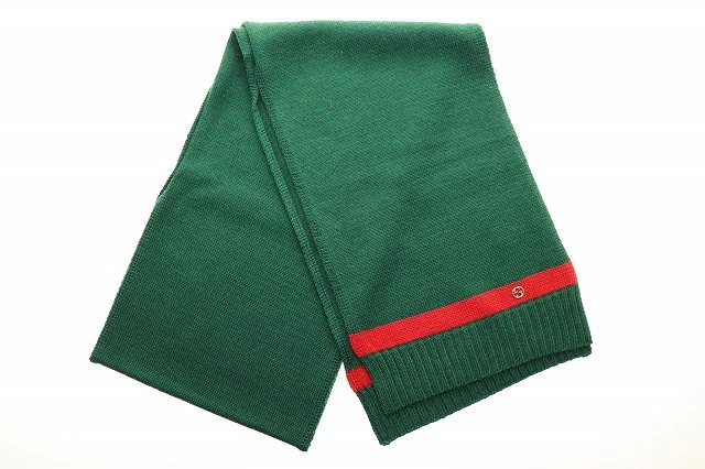 Gucci écharpe tricot étole logo Gg ligne vert rouge marque vêtements vintage vecteur us