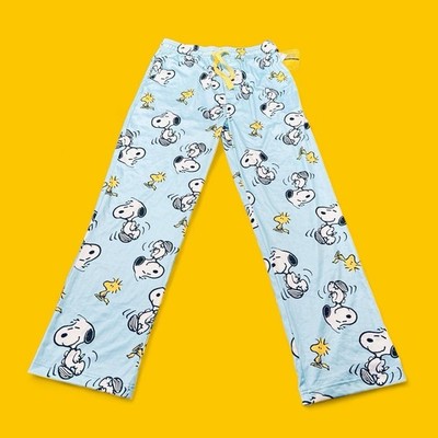 Peanuts Snoopy Woodstock Pajama Pants Men s Medium Blue Sleep Lounge NEW