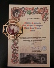   Santino HOLY CARD  RELIQUIA RELIC PIETRE DEL SANTUARIO DI S. MICHELE ARCANGELO