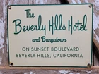 VINTAGE BEVERLY HILLS HOTEL PORCELAIN SIGN OLD SUNSET BOULEVARD CALIFORNIA MOTEL