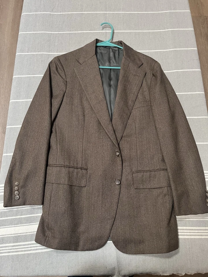 Винтажный Polo Ralph Lauren коричневый зеленый полоски Blazer 40R шерсти Sport пальто куртка - Изображение 2 из 4