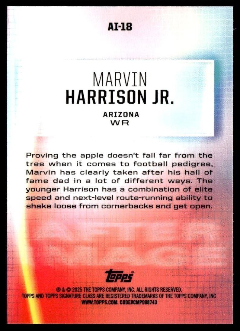 2025 TOPPS SIGNATURE ALTER IMAGE MARVIN HARRISON JR. ROOKIE #AI-18