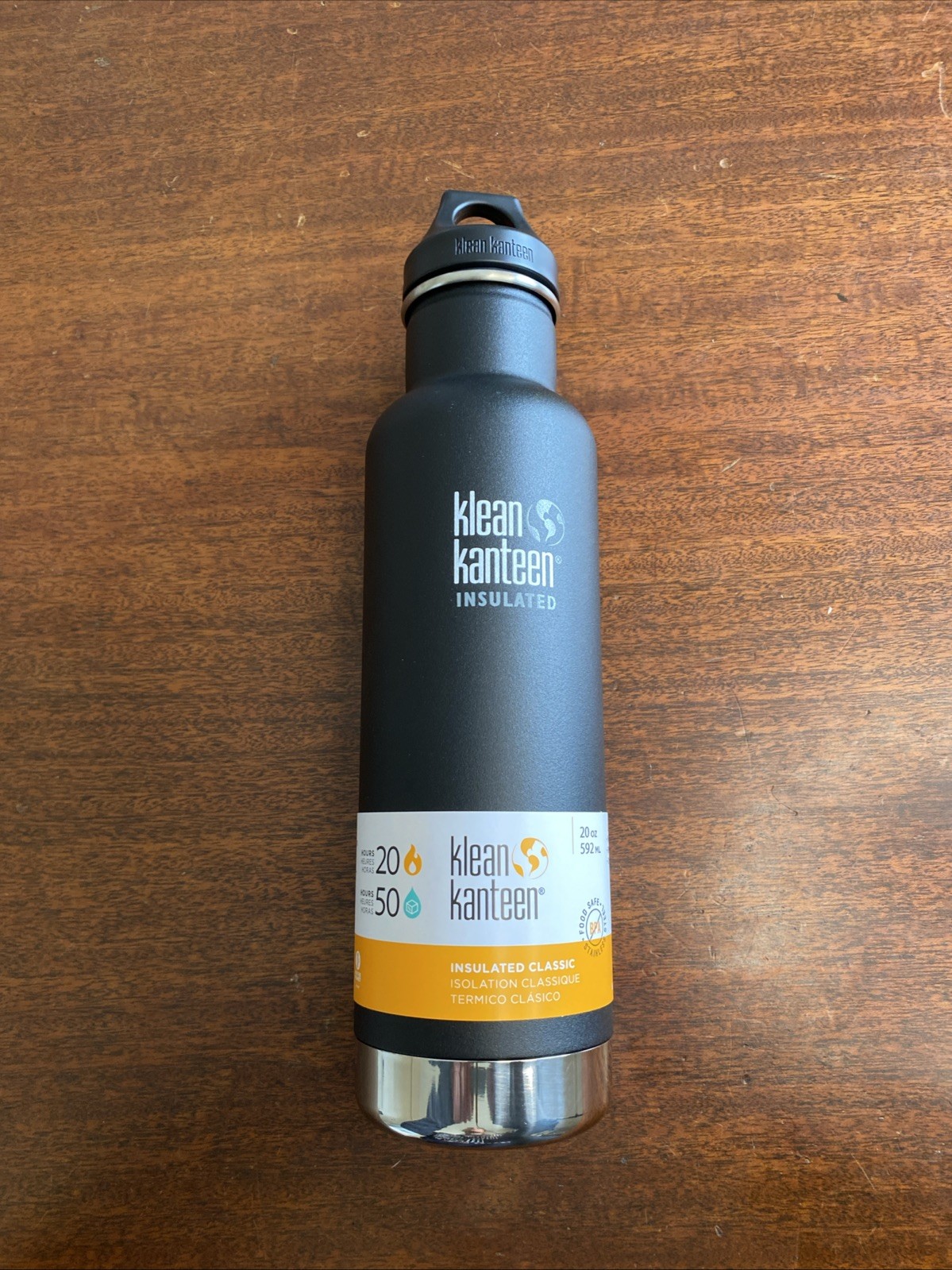 NEW Klean Kanteen Insulated 20 oz Loop Cap Black