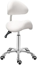 Antlu Saddle Stool Chair with Back Ergonomic Adjustable Backrest, White